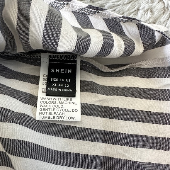 Striped Short Sleeved Button Down Top - Picture 7 of 9